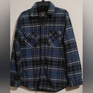 Freedom Foundry Dry Goods Men's Flannel Fleece Lined Jacket Plaid Blue Grey M